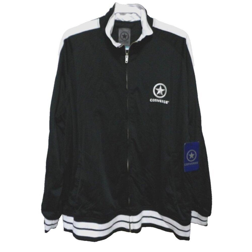 CONVERSE Basketball black & white medium weight full zip jacket mens size XL NEW